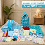 Fareto Premium Newborn Baby Hospital Essentials Combo for All Moderate Seasons | 75-in-1 Baby Gift Pack | Maternity Essentials & Bedding Set | 0–6 Months(F199)