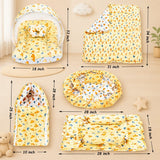 Fareto Premium Quality New Born Baby Full Bedding Set Combo (Cloud Moon Orange)  (0-6 Months)(F20)