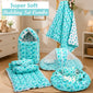 Fareto Premium Quality New Born Baby Full Bedding Set Combo(Pista Green Moon nd Cloud) (0-6 Months)(F19)