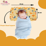 Fareto new born baby super soft cover mustard filling pillow for round head(0-1 YEAR)