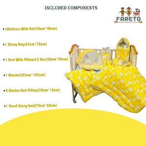 Fareto Complete Bedding Set essentials Combo For Baby (Cloud Yellow) (0-6 Months)