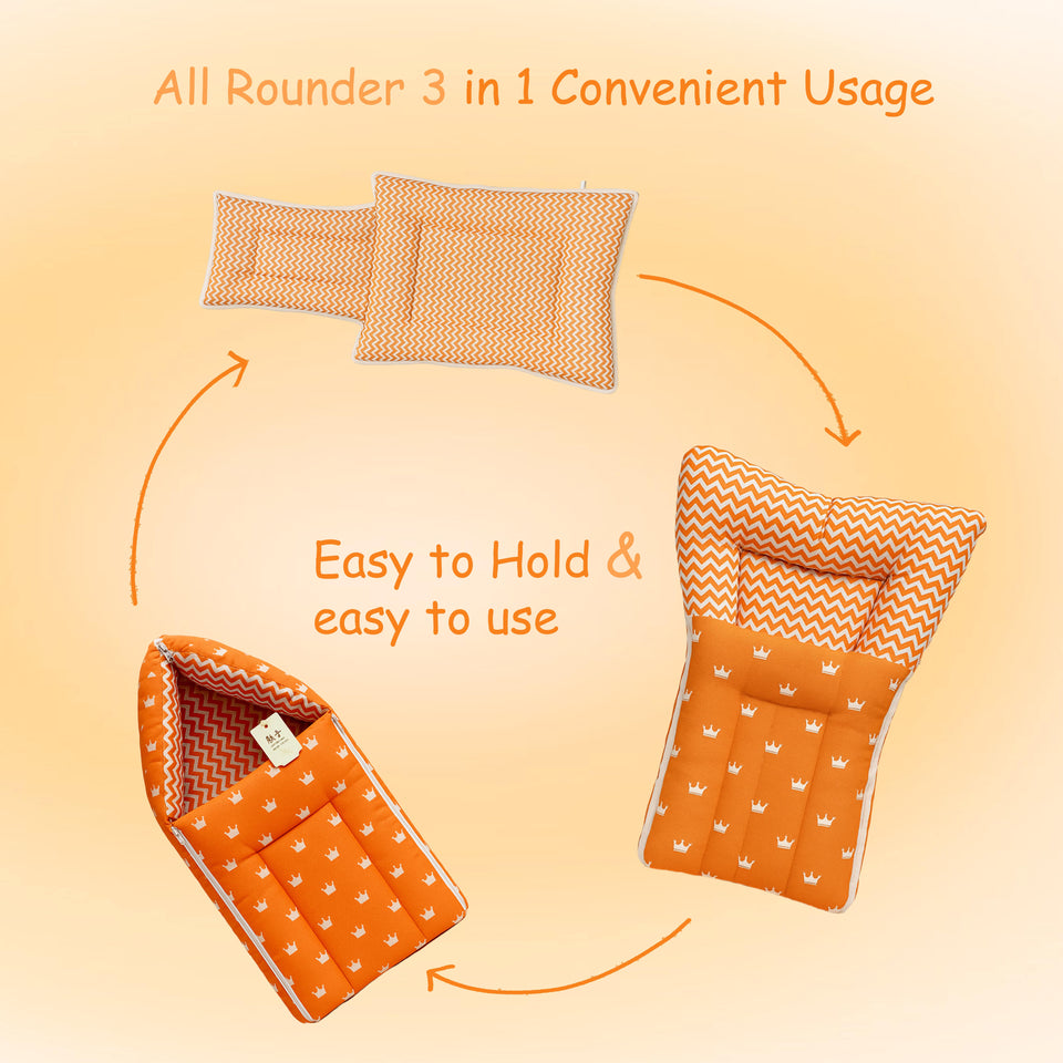 Fareto New Born Baby Full Bedding Set Combo (Crown Orange) (0-6 Months)