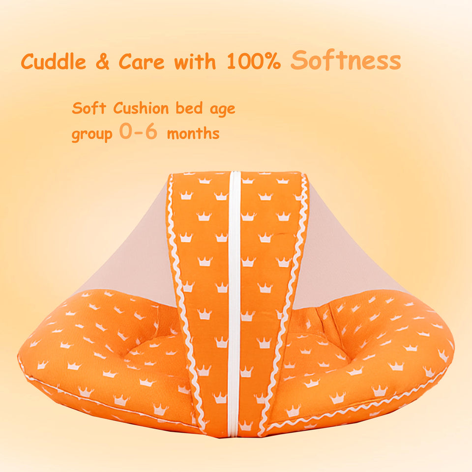 Fareto New Born Baby Full Bedding Set Combo (Crown Orange) (0-6 Months)