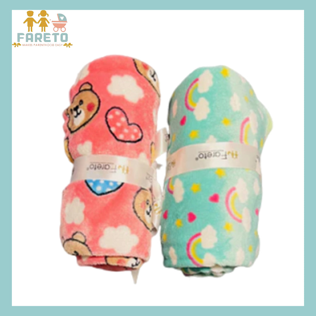 FARETO BABY KIDS SUPER SOFT PREMIUM QUALITY WINTER BLANKET ( PACK OF 2)(Size:75CM*60CM) (0-6 MONTHS)