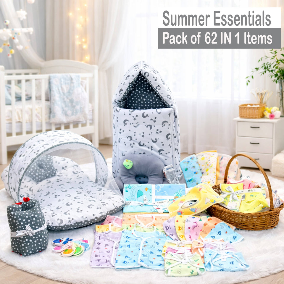 Fareto New Born Baby Summer Hospital Essentials 62 in 1 (0-6M)(F726)