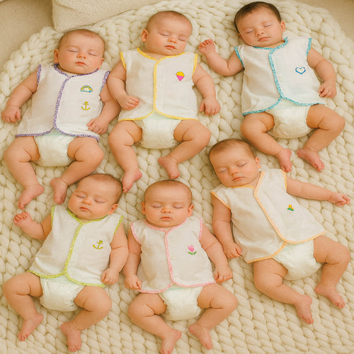 Fareto New Born Baby Super Soft Cotton Embroidery Jhabla | Vest (Pack of 6)(0-3 Months)(F46)