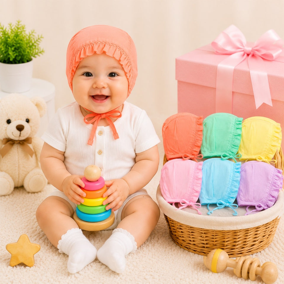 Fareto New Born Baby Boys and Girls Soft Pure Cotton Cap (Pack of 6)(F374)