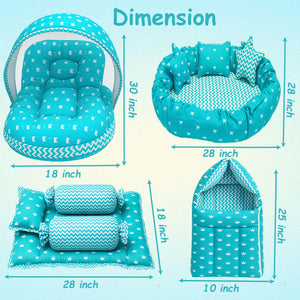 Fareto New Born Baby Full Bedding Set Combo (Crown Blue) (0-6 Months)