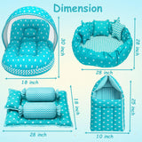 Fareto New Born Baby Full Bedding Set Combo (Crown Blue) (0-6 Months)