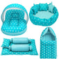Fareto New Born Baby Full Bedding Set Combo (Crown Blue) (0-6 Months)