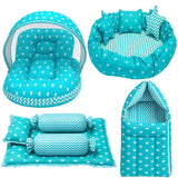 Fareto New Born Baby Full Bedding Set Combo (Crown Blue) (0-6 Months)