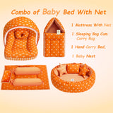 Fareto New Born Baby Full Bedding Set Combo (Crown Orange) (0-6 Months)