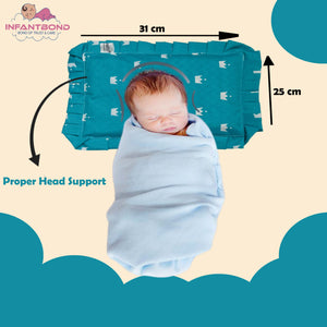 Fareto new born baby super soft cover mustard filling pillow for round head(0-1 YEAR)