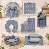 Fareto Baby bedding Essentials 1 Nest | 1 Mattress with net | 1 Carry bed | 1 Bolster set | 1 Carry bag | 1 Portable bed | 1 Feeding pillow | 1 Blanket (0-6M)(F284)