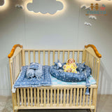 Fareto New Born Baby Full Bedding Set Combo (Crown Grey) (0-6 Months)