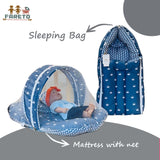 Fareto Baby bedding Essentials 1 Nest | 1 Mattress with net | 1 Carry bed | 1 Bolster set | 1 Carry bag | 1 Portable bed | 1 Feeding pillow | 1 Blanket (0-6M)