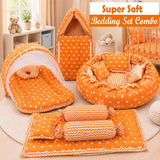 Fareto New Born Baby Full Bedding Set Combo (Crown Orange) (0-6 Months)(F21)