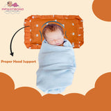 Fareto new born baby super soft cover mustard filling pillow for round head(0-1 YEAR)