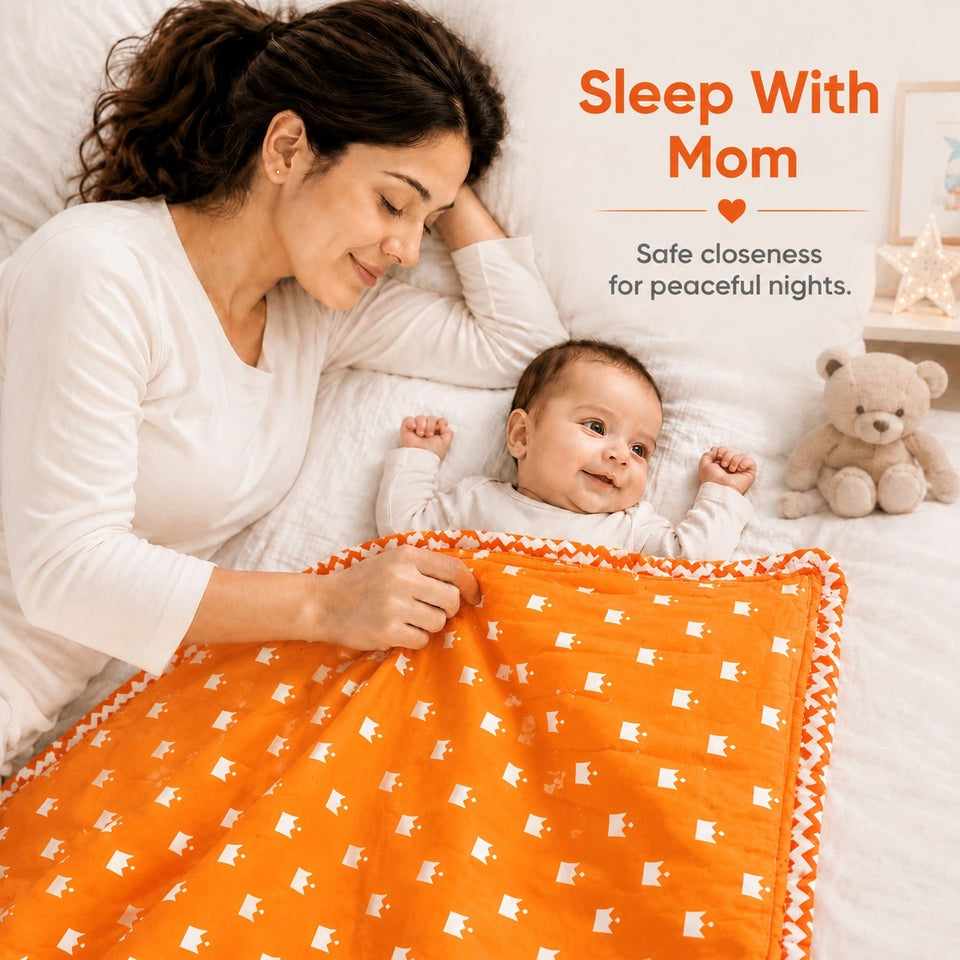 Fareto New Born Baby Full Bedding Set Combo (Crown Orange) (0-6 Months)(F341)