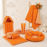 Fareto New Born Baby Full Bedding Set Combo (Crown Orange) (0-6 Months)(F341)