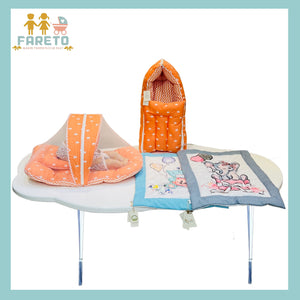 Fareto New Born Baby Premium Quality Mattress with Net & Sleeping Bag & Hand Carry bed(0- 6Months)