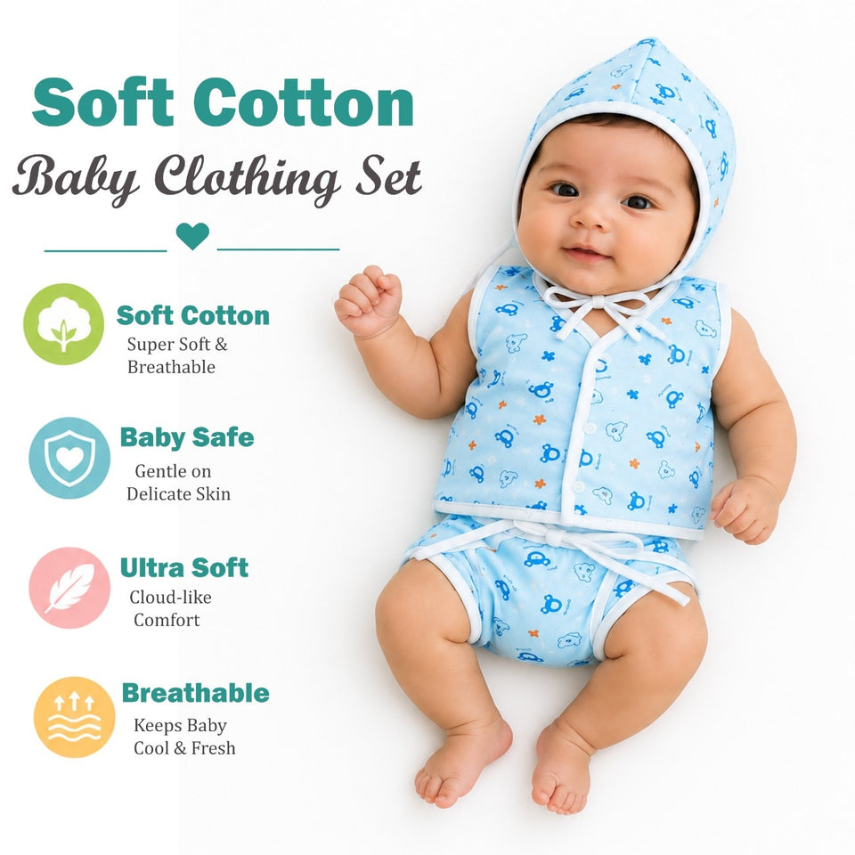 Fareto New Born Baby Premium Quality Clothing Set (0-2 Months)(Pack of 3)(F542)