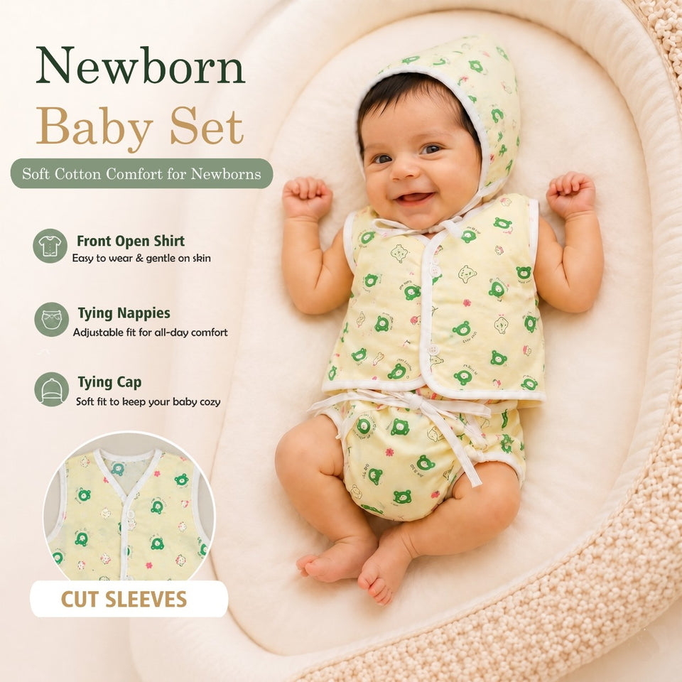 Fareto New Born Baby Premium Quality Clothing Set (0-2 Months)(Pack of 3)(F542)