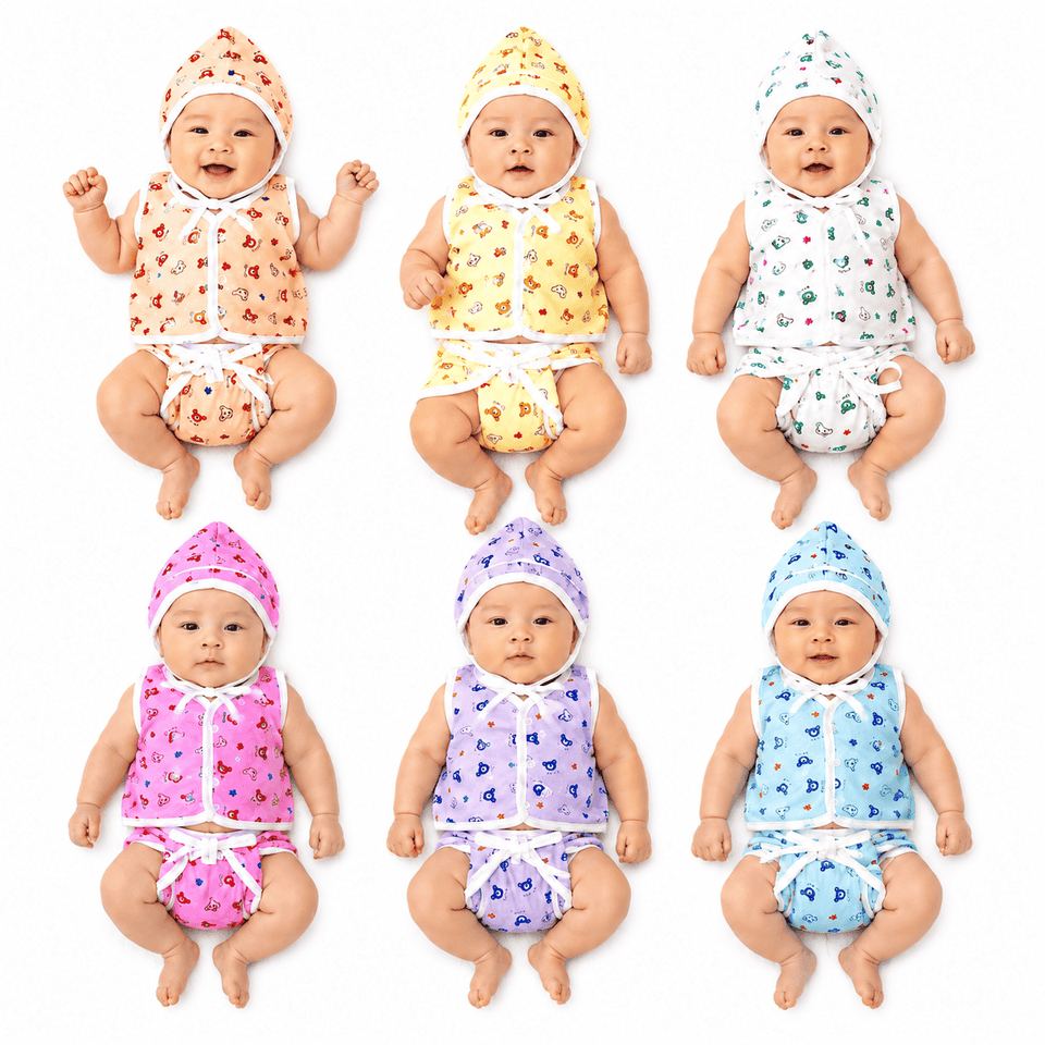 Fareto New Born Baby Premium Quality Clothing Set (0-2 Months)(Pack of 6)(F548)