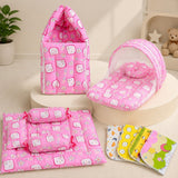 Fareto New Born Baby Combo of Mattress with Net | Sleeping Bag | 4 Pcs Bedding Set | 4 Sheets(0-6 Months)(F44)