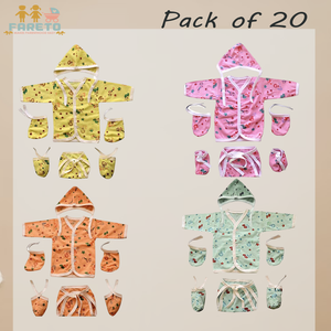 Fareto New Born Baby Clothing Set (0-3 Months)(Pack of 20)