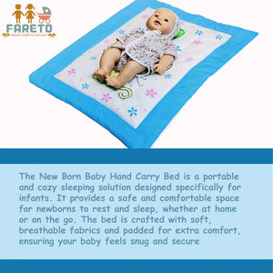 Fareto New Born Baby Premium Quality Mattress with Net & Sleeping Bag & Hand Carry bed(0- 6Months)