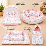 Fareto Premium Complete Baby Bedding Set Essentials Combo – Soft & Comfortable Bedding Kit For Newborns (0–6 Months)(F808)