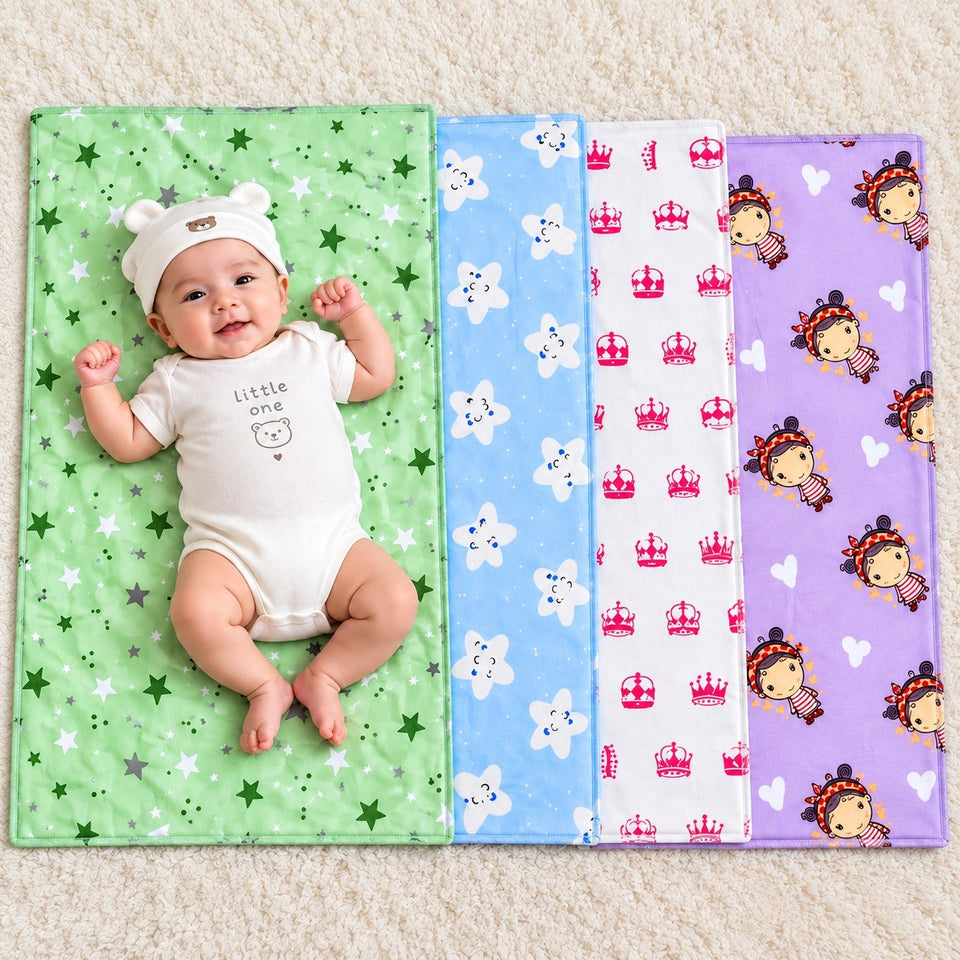 Fareto Baby Nappy Changing Mat, Waterproof Bed Protector & Sleeping Mat with Foam Cushion – 4 Sheets, Newborn Baby (0–6 Months), 23 × 17 Inches(F806)