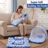 Fareto Combo of Baby Mattress with Net | Sleeping Bag | 4 Pcs Bedding Set(0-6 Months)(F160)
