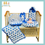 Fareto Complete Blend Cotton Bedding Set essentials Combo For Baby (0-6 Months)(Blue elephant)