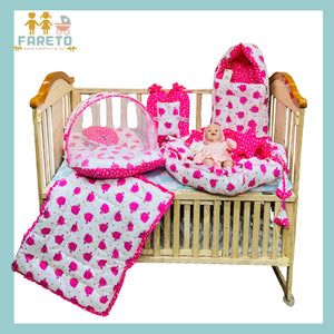 Fareto Complete Premium Bedding Set essentials Combo For Baby (0-6 Months)(Pink elephant)