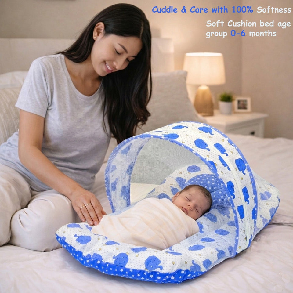 Fareto Complete Blend Cotton Bedding Set essentials Combo For Baby (0-6 Months)(Blue elephant)(F207)