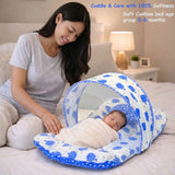 Fareto Complete Blend Cotton Bedding Set essentials Combo For Baby (0-6 Months)(Blue elephant)(F207)