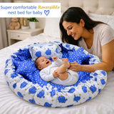 Fareto Complete Blend Cotton Bedding Set essentials Combo For Baby (0-6 Months)(Blue elephant)(F207)
