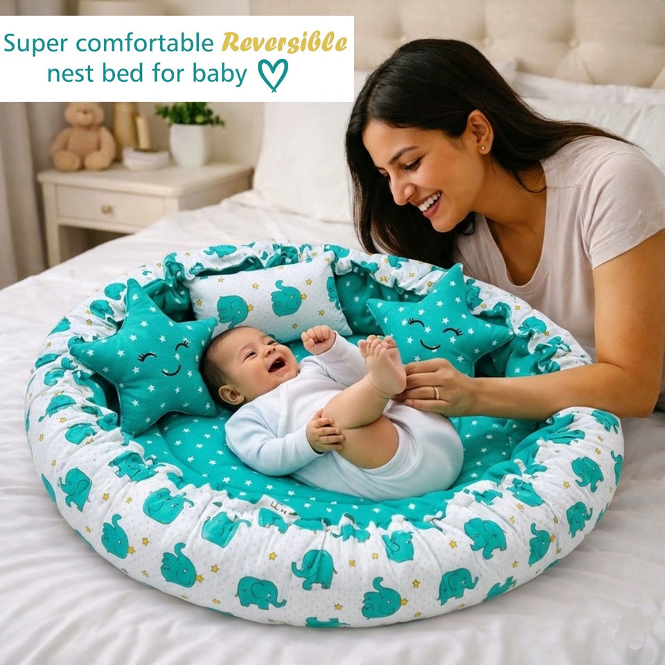Fareto Complete premium Bedding Set essentials Combo For Baby (0-6 Months)(Aqua green)(F206)