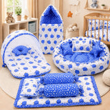 Fareto Complete Blend Cotton Bedding Set essentials Combo For Baby (0-6 Months)(Blue elephant)(F207)