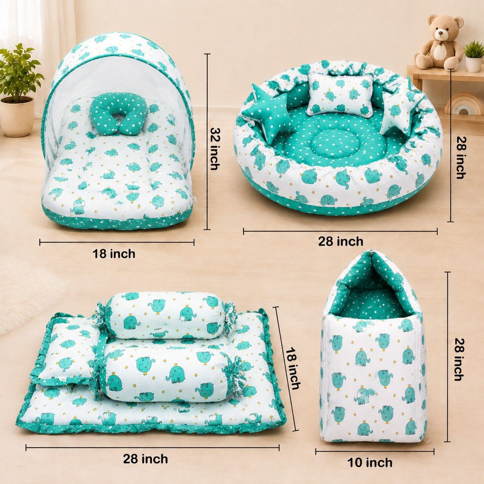 Fareto Complete premium Bedding Set essentials Combo For Baby (0-6 Months)(Aqua green)(F206)