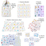Fareto New born Baby Organic Muslin Cotton Combo set 20 In 1 (0-6 Months)(F565)(Baby Bedding & Clothing Combo Set For Muslin)