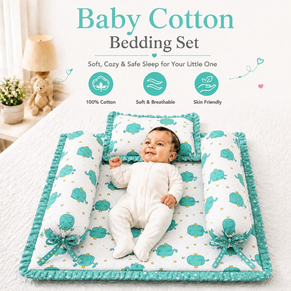 Fareto Complete premium Bedding Set essentials Combo For Baby (0-6 Months)(Aqua green)(F206)