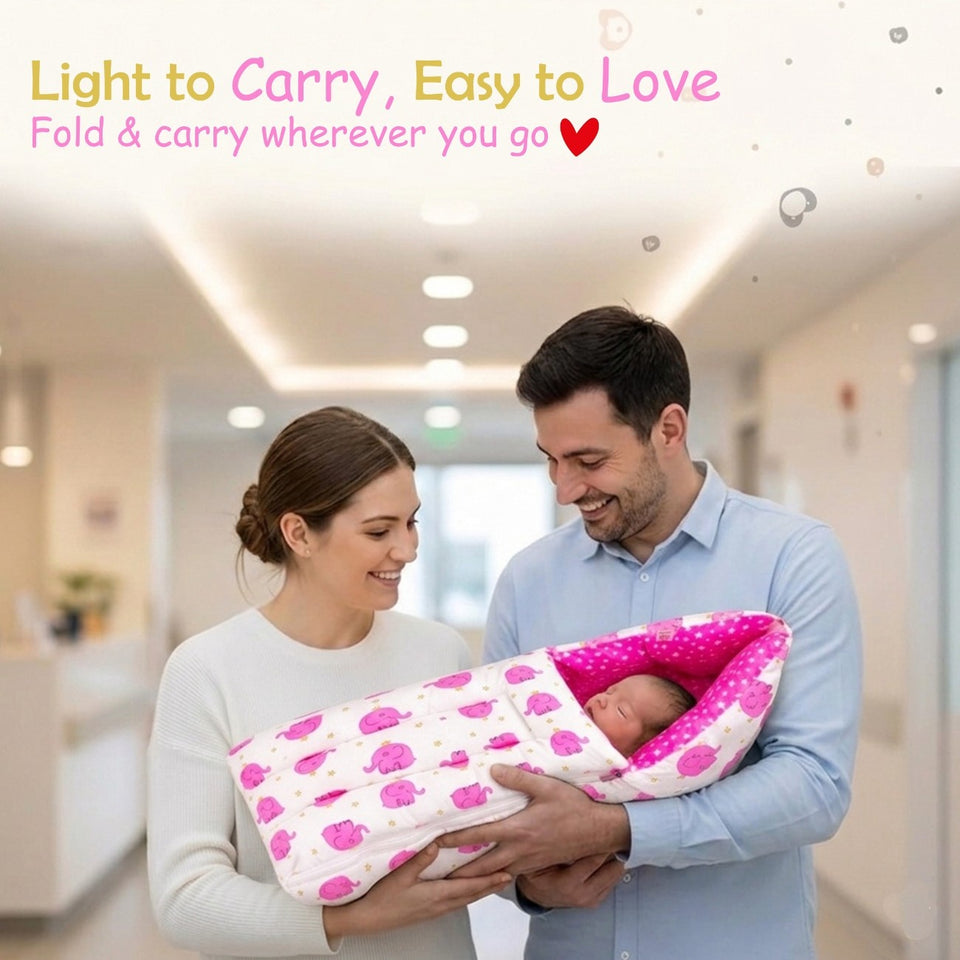 Fareto Complete Premium Bedding Set essentials Combo For Baby (0-6 Months)(Pink elephant)(F208)