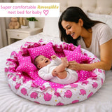 Fareto Complete Premium Bedding Set essentials Combo For Baby (0-6 Months)(Pink elephant)(F208)