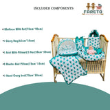 Fareto Complete premium Bedding Set essentials Combo For Baby (0-6 Months)(Aqua green)