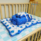 Fareto Complete Blend Cotton Bedding Set essentials Combo For Baby (0-6 Months)(Blue elephant)