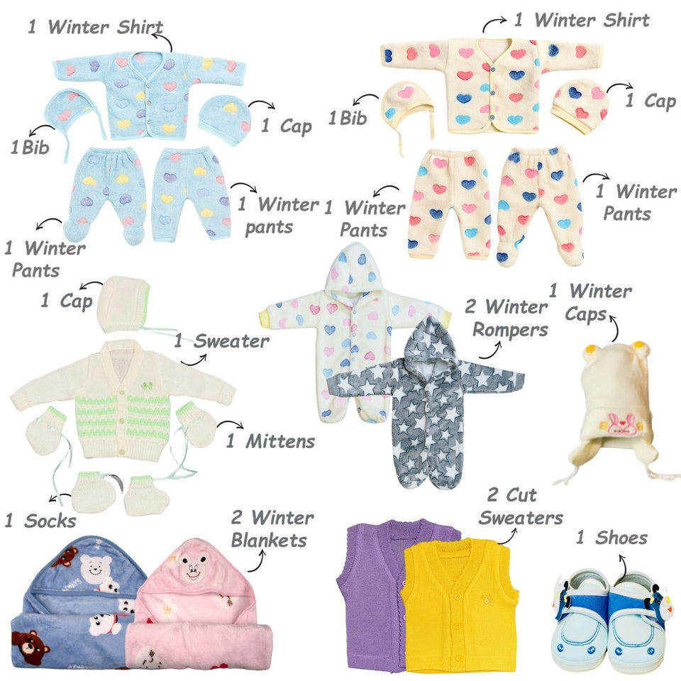 FARETO NEW BORN BABY PREMIUM QUALITY PURELY WINTER ESSENTIALS 99 IN 1 ( 0-6MONTHS)_NURSERY BAG(F479)