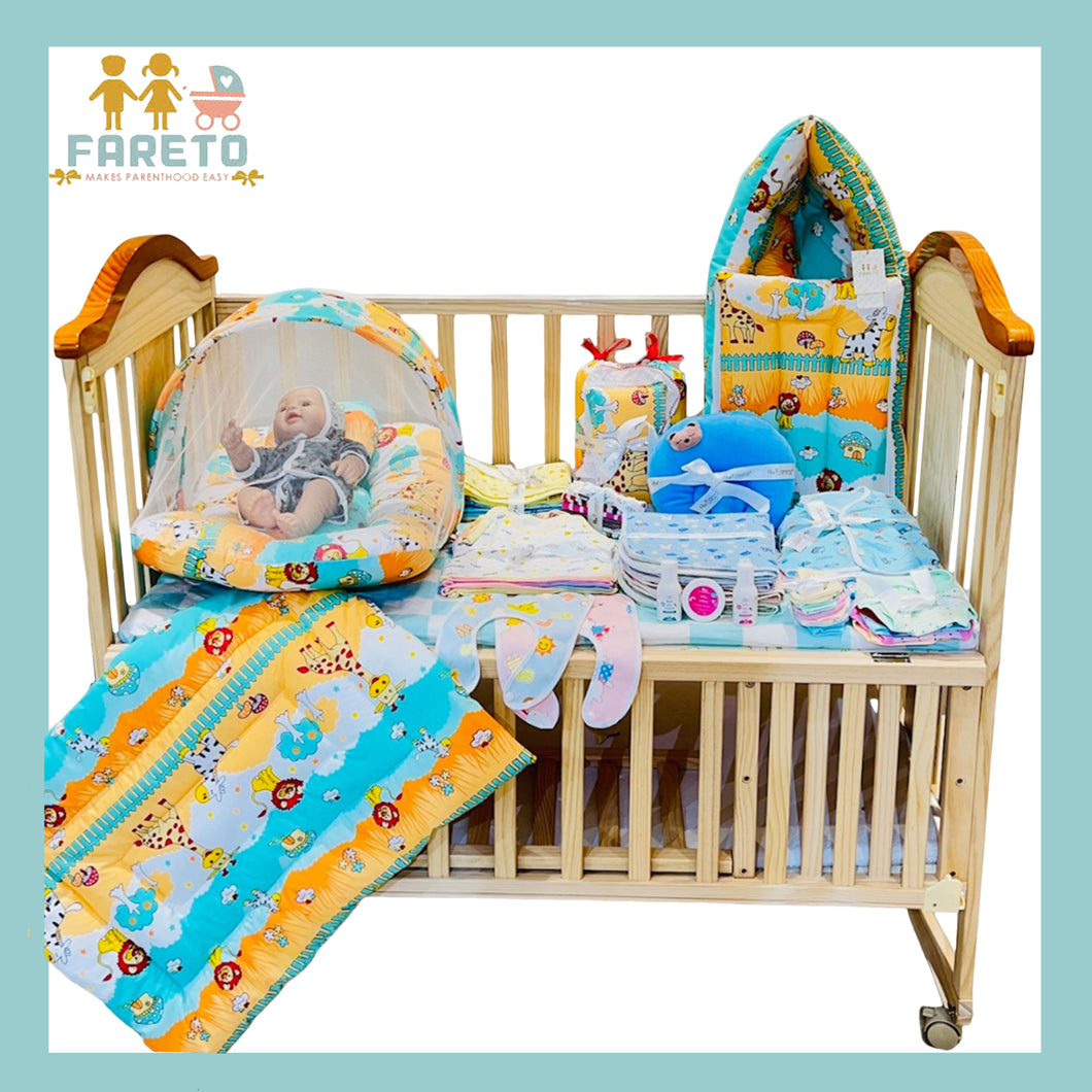 Fareto New Born Baby Summer Hospital Essentials 62 in 1 (0-6M)